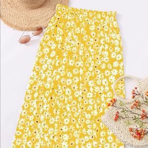 Yellow Floral Mini Skirt